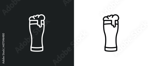 pint of beer line icon in white and black colors. pint of beer flat vector icon from pint of beer collection for web, mobile apps and ui.