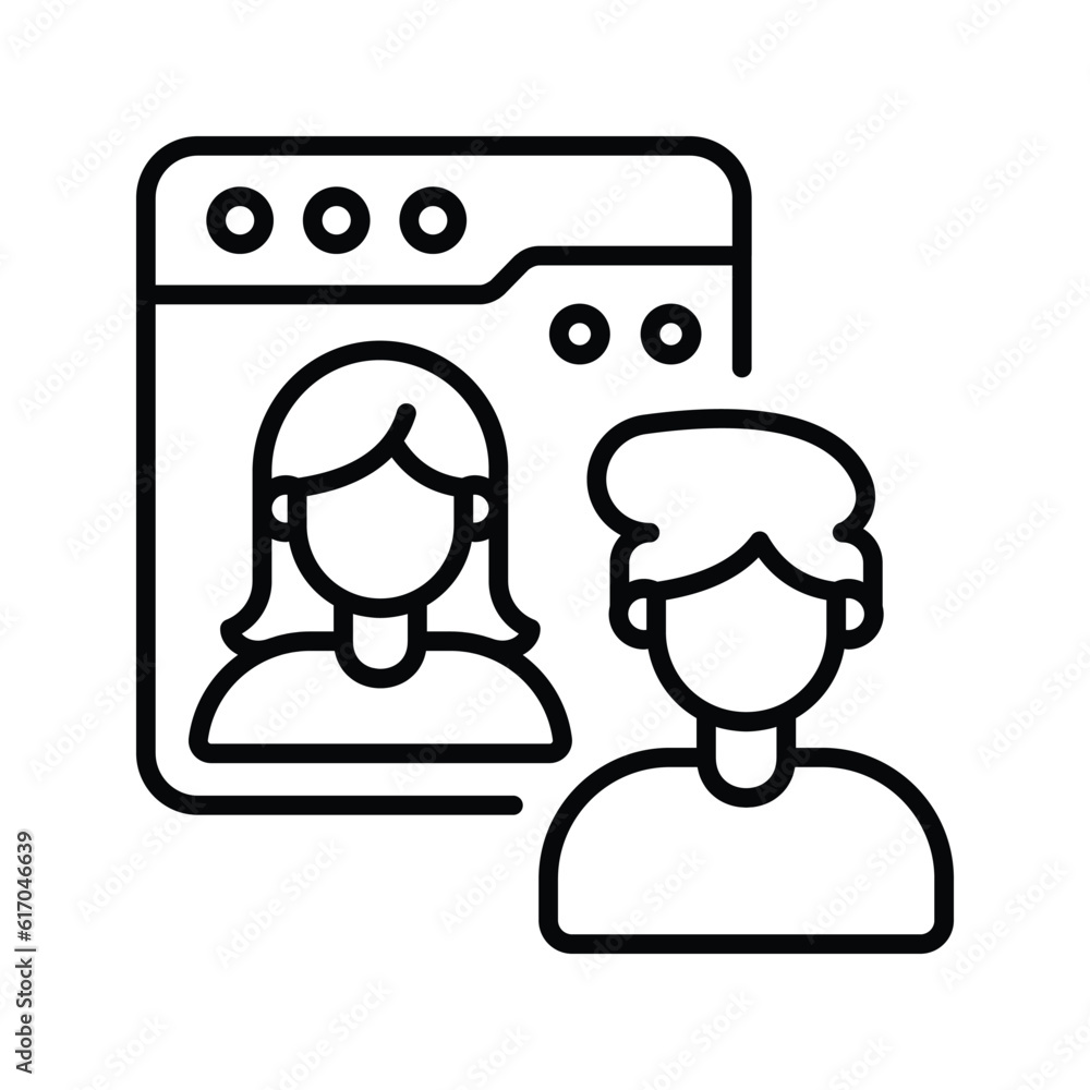 Online Meeting Outline Icon Design illustration. Online Steaming Symbol on White background EPS 10 File