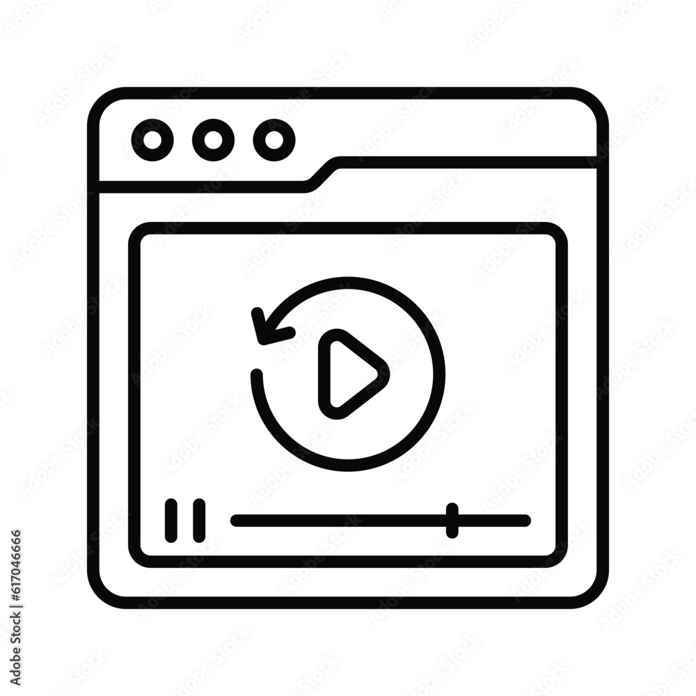 Refresh Video Outline Icon Design illustration. Online Steaming Symbol on White background EPS 10 File Refresh Video Outline Icon Design illustration. Online Steaming Symbol on White background EPS 10 File