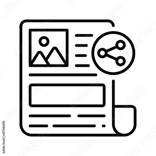 Sharing Article Outline Icon Design illustration. Online Steaming Symbol on White background EPS 10 File