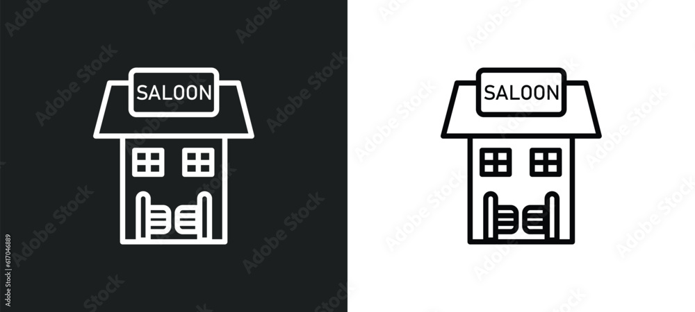 desert saloon line icon in white and black colors. desert saloon flat vector icon from desert saloon collection for web, mobile apps and ui.
