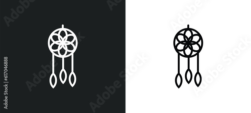 dream catcher line icon in white and black colors. dream catcher flat vector icon from dream catcher collection for web, mobile apps and ui.