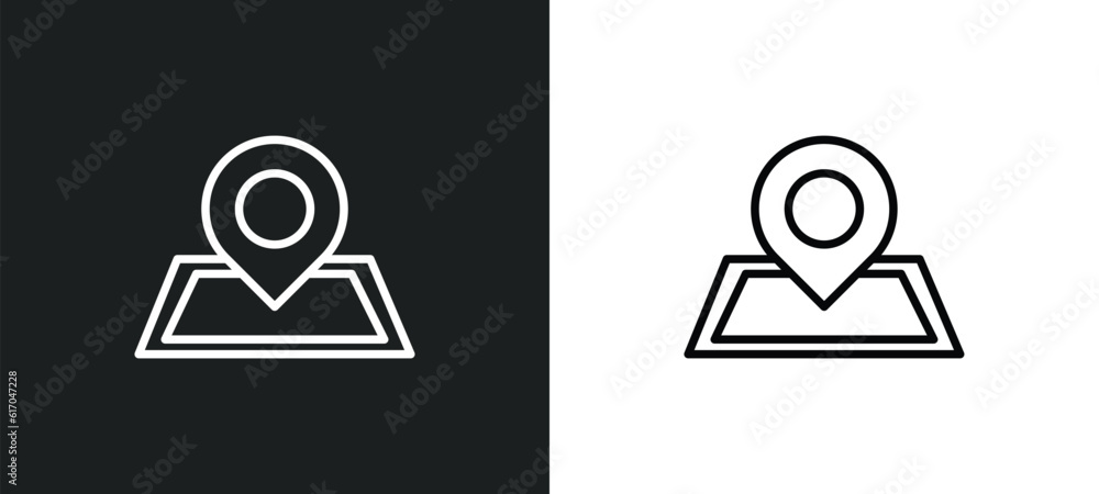 localize line icon in white and black colors. localize flat vector icon from localize collection for web, mobile apps and ui. localize line icon in white and black colors. localize flat vector icon from localize collection for web, mobile apps and ui.