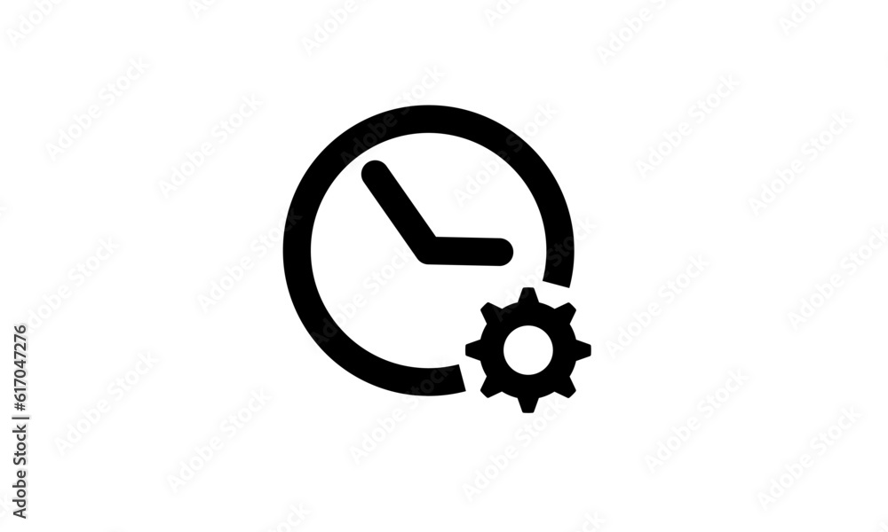 Time management icon. clock with cog wheel Concept study, process,work Business gear. Vector illustration Time management icon. clock with cog wheel Concept study, process,work Business gear. Vector illustration