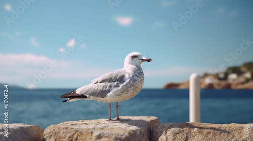 seagull on the pier HD 8K wallpaper Stock Photographic Image