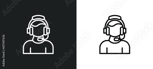 customer service line icon in white and black colors. customer service flat vector icon from customer service collection for web, mobile apps and ui.