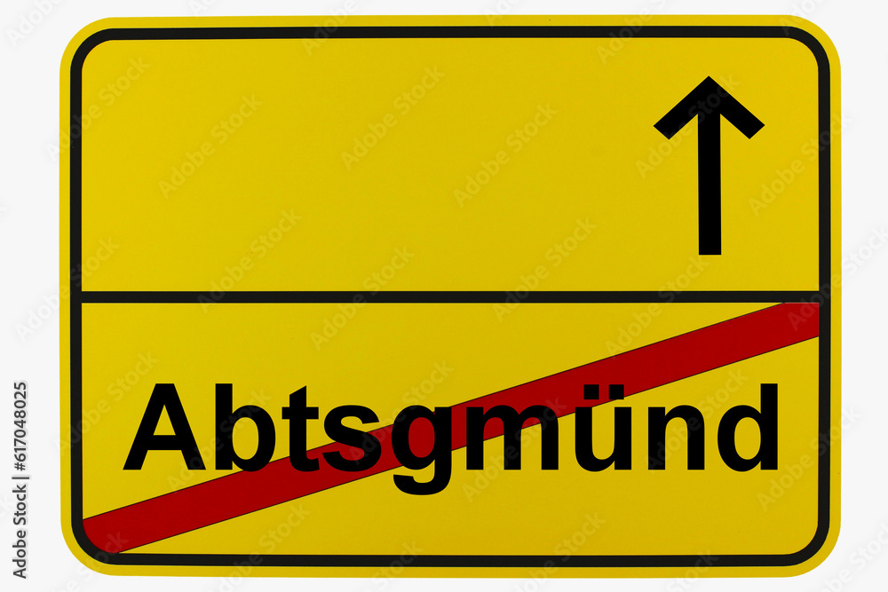 Fototapeta premium Illustration eines Ortsausgangsschildes von Abtsgmünd in Baden-Württemberg 