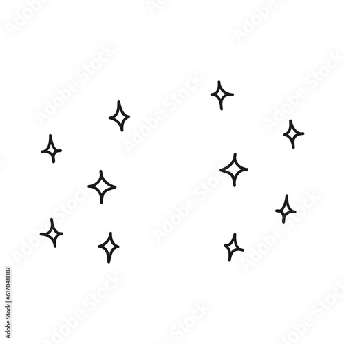 Stars outlines hand drawn illustration. Line drawing style design  isolated vector. Kids print element  astronomy  astrology  celestial body  space  cosmos  starry sky background  backdrop  texture