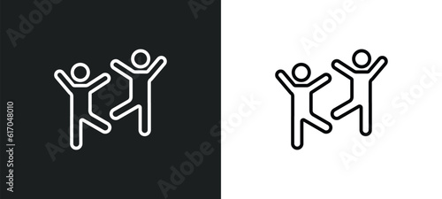 capoeira brazil dancers line icon in white and black colors. capoeira brazil dancers flat vector icon from capoeira brazil dancers collection for web, mobile apps and ui.