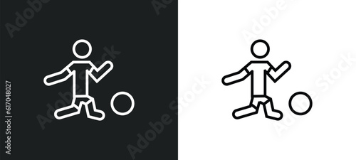 brazil soccer player line icon in white and black colors. brazil soccer player flat vector icon from brazil soccer player collection for web, mobile apps and ui.