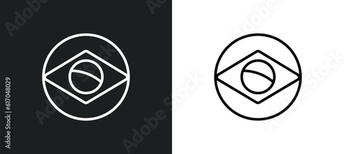 brazil flag line icon in white and black colors. brazil flag flat vector icon from brazil flag collection for web, mobile apps and ui.
