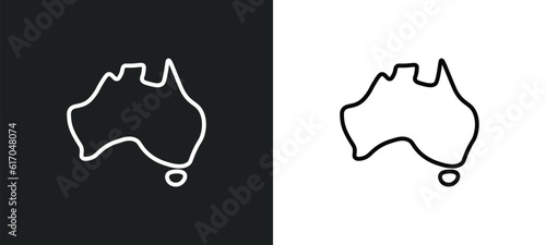 australian continent line icon in white and black colors. australian continent flat vector icon from australian continent collection for web, mobile apps and ui.