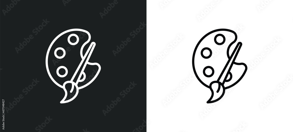 Fototapeta premium color palette line icon in white and black colors. color palette flat vector icon from color palette collection for web, mobile apps and ui.