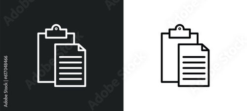 paste line icon in white and black colors. paste flat vector icon from paste collection for web, mobile apps and ui.