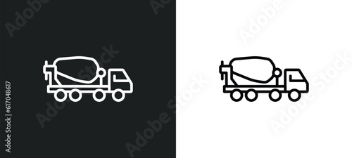 concrete mixer line icon in white and black colors. concrete mixer flat vector icon from concrete mixer collection for web, mobile apps and ui.