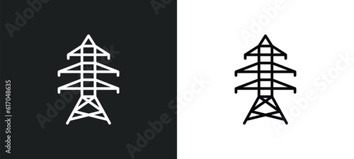 electric tower line icon in white and black colors. electric tower flat vector icon from electric tower collection for web, mobile apps and ui.
