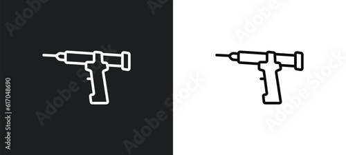 sealant gun line icon in white and black colors. sealant gun flat vector icon from sealant gun collection for web, mobile apps and ui.