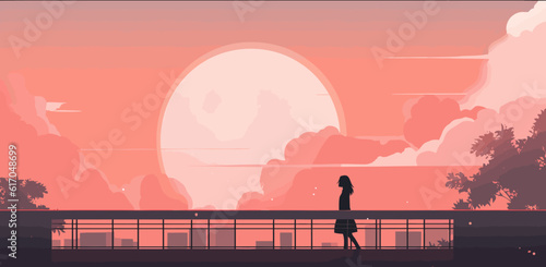 silhouette of couple on the bridge
