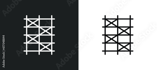 scaffolding line icon in white and black colors. scaffolding flat vector icon from scaffolding collection for web, mobile apps and ui.