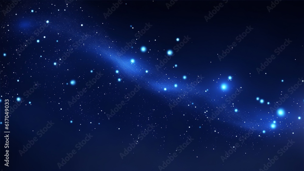 Abstract futuristic science particle banner background with space and universe. Cyberspace concept illustration. High speed digital data transfer technology wallpaper. Ai Generated.