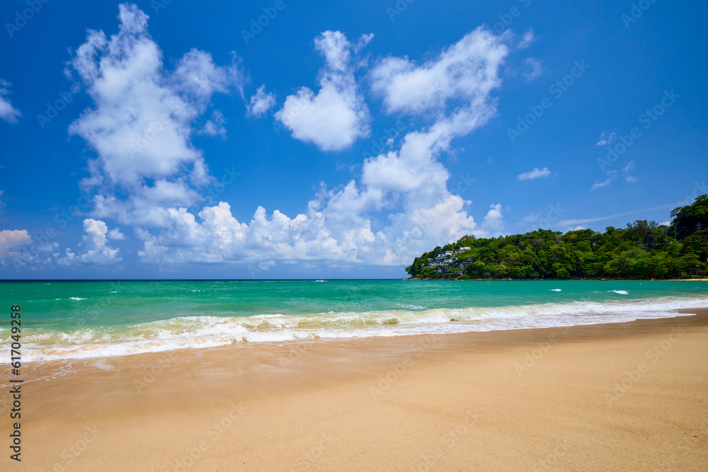 Beautiful landscape with the beach of Phuket, Thailand from the Andaman Sea.