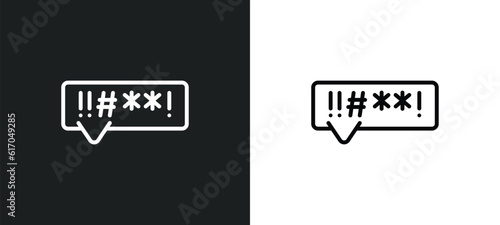 swearing line icon in white and black colors. swearing flat vector icon from swearing collection for web, mobile apps and ui.