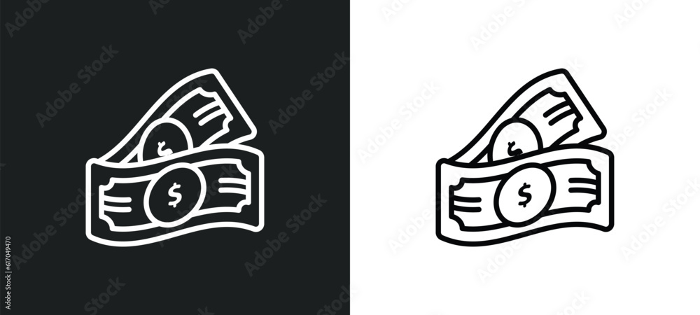 american dollar line icon in white and black colors. american dollar flat vector icon from american dollar collection for web, mobile apps and ui.