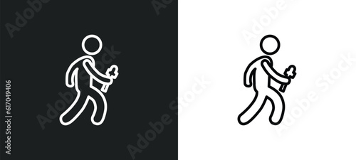 news reporter line icon in white and black colors. news reporter flat vector icon from news reporter collection for web, mobile apps and ui.