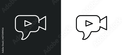 video chat line icon in white and black colors. video chat flat vector icon from video chat collection for web, mobile apps and ui.