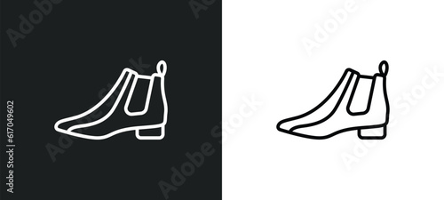leather chelsea boots line icon in white and black colors. leather chelsea boots flat vector icon from leather chelsea boots collection for web, mobile apps and ui.