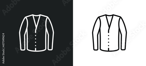 cotton cardigan line icon in white and black colors. cotton cardigan flat vector icon from cotton cardigan collection for web, mobile apps and ui.