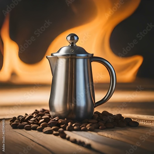 Devices for brewing coffee on a neutral background created by artificial intelligence.