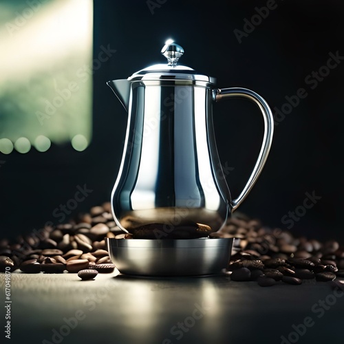 Devices for brewing coffee on a neutral background created by artificial intelligence.