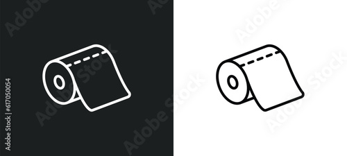 paper roll line icon in white and black colors. paper roll flat vector icon from paper roll collection for web, mobile apps and ui.