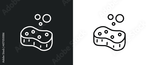 sponge cleanin line icon in white and black colors. sponge cleanin flat vector icon from sponge cleanin collection for web, mobile apps and ui.