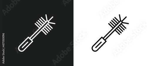 toilet brush cleanin line icon in white and black colors. toilet brush cleanin flat vector icon from toilet brush cleanin collection for web, mobile apps and ui.