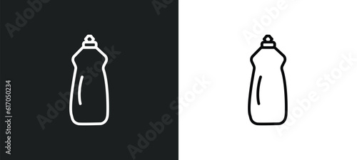 dish soap line icon in white and black colors. dish soap flat vector icon from dish soap collection for web, mobile apps and ui.