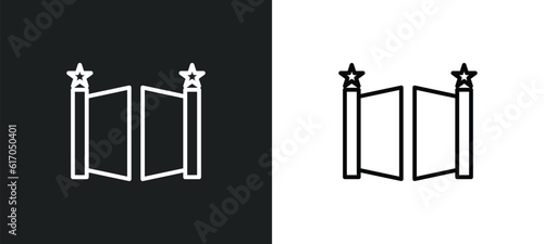 gate line icon in white and black colors. gate flat vector icon from gate collection for web, mobile apps and ui.