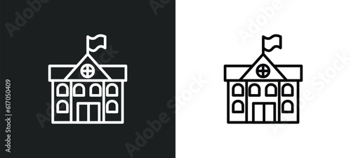 city hall line icon in white and black colors. city hall flat vector icon from city hall collection for web, mobile apps and ui.