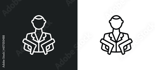 hitman line icon in white and black colors. hitman flat vector icon from hitman collection for web, mobile apps and ui.