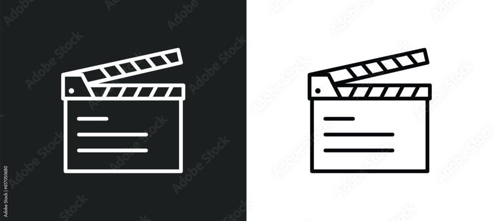 slapstick open line icon in white and black colors. slapstick open flat vector icon from slapstick open collection for web, mobile apps and ui.