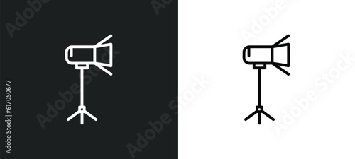 movie light line icon in white and black colors. movie light flat vector icon from movie light collection for web, mobile apps and ui.