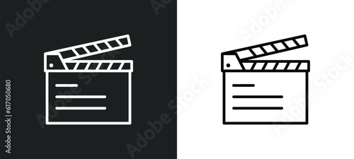 slapstick open line icon in white and black colors. slapstick open flat vector icon from slapstick open collection for web, mobile apps and ui. photo