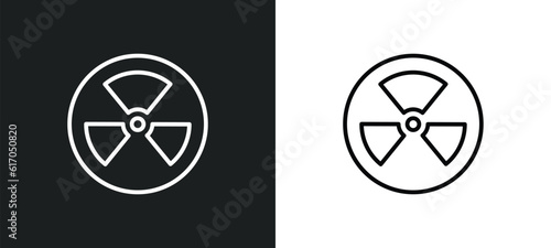 radiactive line icon in white and black colors. radiactive flat vector icon from radiactive collection for web, mobile apps and ui.