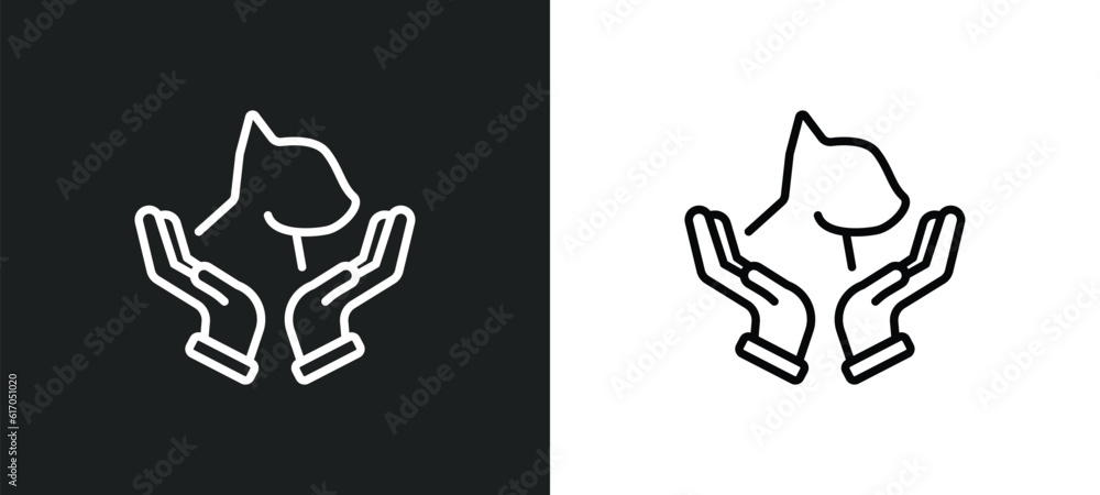 animal rights line icon in white and black colors. animal rights flat vector icon from animal rights collection for web, mobile apps and ui. animal rights line icon in white and black colors. animal rights flat vector icon from animal rights collection for web, mobile apps and ui.