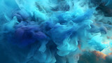 Liquid ink cloud. Ð¡lose up view of blue paint splash in water.