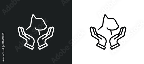 animal rights line icon in white and black colors. animal rights flat vector icon from animal rights collection for web, mobile apps and ui.