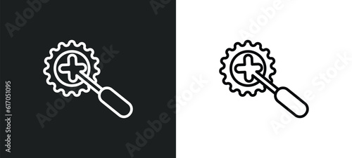 car crank line icon in white and black colors. car crank flat vector icon from car crank collection for web, mobile apps and ui.