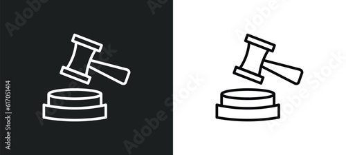 trial hammer line icon in white and black colors. trial hammer flat vector icon from trial hammer collection for web, mobile apps and ui.