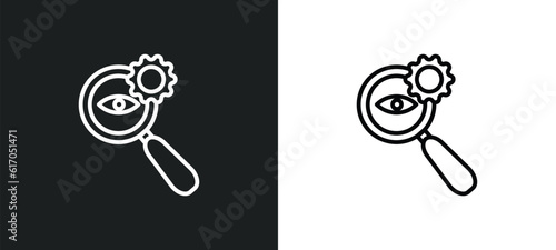 investigate line icon in white and black colors. investigate flat vector icon from investigate collection for web, mobile apps and ui.